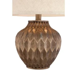 360 Lighting Buckhead Modern Accent Table Lamp 22" High Warm Bronze Brown Geometric Fabric Drum Shade For Bedroom Living Room Bedside Nightstand -Outlet 360 Lighting Store GUEST 017a5588 b241 459f 9359 e33c40620938
