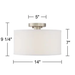 360 Lighting Adams Modern Ceiling Light Semi Flush Mount Fixtures 14" Wide Set Of 2 Brushed Nickel White Fabric Drum For Bedroom Kitchen Living Room -Outlet 360 Lighting Store GUEST 01b7e98b 0f1f 4699 af32 fa63b42558f9