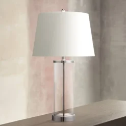 360 Lighting Coastal Table Lamps 26" High Set Of 2 Clear Glass Fillable Steel White Tapered Shade For Living Room Family Bedroom Bedside -Outlet 360 Lighting Store GUEST 02c92aaf f34d 4281 8d74 98f027d4a843