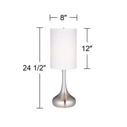 360 Lighting Modern Table Lamp 24.5" High Brushed Steel Droplet White Cylinder Shade For Living Room Family Bedroom Bedside Nightstand -Outlet 360 Lighting Store GUEST 0438f6ac f354 4600 896e 03d59e3dbad7