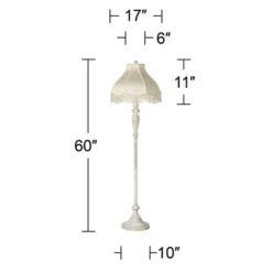 360 Lighting Vintage Shabby Chic Floor Lamp 60" Tall Antique White Cream Scallop Fabric Dome Shade Fringe For Living Room Reading Bedroom -Outlet 360 Lighting Store GUEST 04b0cf26 7730 44fa b83c 3df033ee1bc2