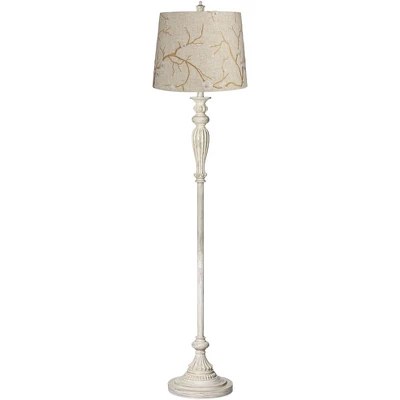 360 Lighting Rustic Vintage Chic Floor Lamp 60" Tall Antique White Washed Plum Flower Drum Shade Decor Living Room Reading House Bedroom 1 360 Lighting Rustic Vintage Chic Floor Lamp 60" Tall Antique White Washed Plum Flower Drum Shade Decor Living Room Reading House Bedroom