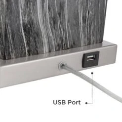 360 Lighting Connie Modern Table Lamps Set Of 2 25" High Black Faux Marble With USB Charging Ports White Rectangular Shade For Living Room House Desk -Outlet 360 Lighting Store GUEST 09c8e827 37a6 4c3e 8b46 975d23a28f75