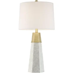 360 Lighting Julie Modern Table Lamps 27 1/2" Tall Set Of 2 Faux Marble Gold Tapered Column Fabric Drum Shade For Bedroom Living Room Bedside Office -Outlet 360 Lighting Store GUEST 0aebe3bc 5223 4def b725 6216e306e528