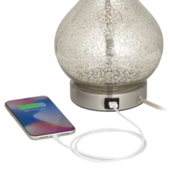 360 Lighting Ledger Modern Accent Table Lamps 21 3/4" High Set Of 2 Mercury Glass With USB Charging Port Table Top Dimmers Off-White Shade For Desk -Outlet 360 Lighting Store GUEST 10ca657e e857 4f0a abd9 0f6d86bf3c4b