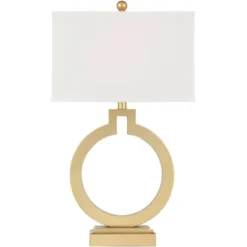 360 Lighting Modern Table Lamps 28 1/2" Tall Set Of 2 With USB Charging Port Brushed Gold Open Ring White Shade For Bedroom Living Room House Bedside -Outlet 360 Lighting Store GUEST 119779f3 0115 4b8a b2db ae0aa4fd66b4