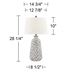 360 Lighting Carlton Modern Table Lamps 28 1/4" Tall Set Of 2 Gray Wash Off White Fabric Drum Shade For Bedroom Living Room Bedside Nightstand Office -Outlet 360 Lighting Store GUEST 177388b1 59dd 49d0 91d2 332fdefda2f3