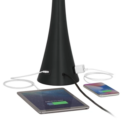 360 Lighting Karl Modern Table Lamps 28 1/4" Tall Set Of 2 Black Metal With USB And AC Power Outlet In Base White Drum Shade For Bedroom Living Room 3 360 Lighting Karl Modern Table Lamps 28 1/4" Tall Set Of 2 Black Metal With USB And AC Power Outlet In Base White Drum Shade For Bedroom Living Room - Image 3