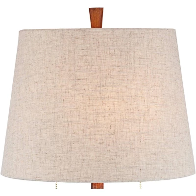 360 Lighting Omar Modern Modern Mid Century Table Lamps 28 3/4" Tall Set Of 2 Brown Wood Oatmeal Tapered Drum Shade For Bedroom Living Room Bedside 3 360 Lighting Omar Modern Modern Mid Century Table Lamps 28 3/4" Tall Set Of 2 Brown Wood Oatmeal Tapered Drum Shade For Bedroom Living Room Bedside - Image 3