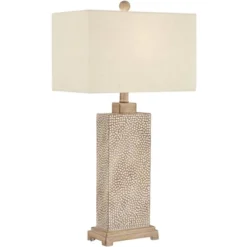360 Lighting Caldwell Rustic Farmhouse Table Lamps 26 3/4" High Set Of 2 Earth Tone Hammered Oatmeal Fabric Rectangular Shade For Bedroom Living Room -Outlet 360 Lighting Store GUEST 18b23f6f 3f99 4256 817b e6e2b03a9ada