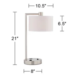 360 Lighting Colby Modern Desk Lamps 21" High Set Of 2 Brushed Nickel With USB And AC Power Outlet In Base White Linen Drum Shade For Bedroom Office -Outlet 360 Lighting Store GUEST 1b67ff4b bc9e 4fd3 8363 50634c0c2d76