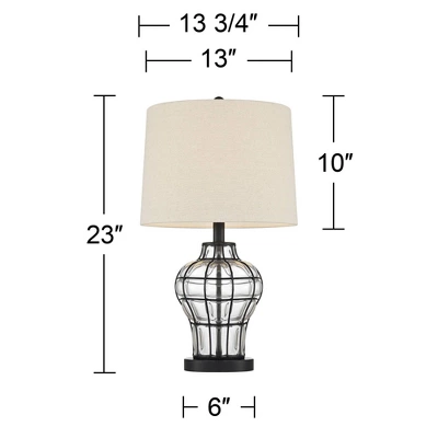 360 Lighting Hudson Rustic Accent Table Lamps 23" High Set Of 2 Bronze Clear Glass USB Charging Port Drum Shade For Bedroom Living Room Bedside Desk 8 360 Lighting Hudson Rustic Accent Table Lamps 23" High Set Of 2 Bronze Clear Glass USB Charging Port Drum Shade For Bedroom Living Room Bedside Desk - Image 8