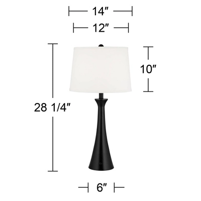 360 Lighting Karl Modern Table Lamps 28 1/4" Tall Set Of 2 Black Metal With USB And AC Power Outlet In Base White Drum Shade For Bedroom Living Room 8 360 Lighting Karl Modern Table Lamps 28 1/4" Tall Set Of 2 Black Metal With USB And AC Power Outlet In Base White Drum Shade For Bedroom Living Room - Image 8