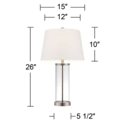 360 Lighting Coastal Table Lamps 26" High Set Of 2 Clear Glass Fillable Steel White Tapered Shade For Living Room Family Bedroom Bedside -Outlet 360 Lighting Store GUEST 21612943 b951 4630 866e f2a519f56c8f