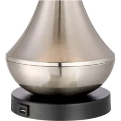 360 Lighting Simon Modern Table Lamps 25 1/2" High Set Of 2 Brushed Nickel With USB Charging Port And Table Top Dimmers White Fabric For Home Desk -Outlet 360 Lighting Store GUEST 23092e0f b7cb 404e 84af f4cf81c3762c