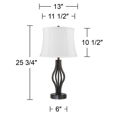 360 Lighting Heather Modern Industrial Table Lamps 25 3/4" High Set Of 2 Dark Iron With USB Charging Port White Softback Drum Shade For Bedroom Desk 5 360 Lighting Heather Modern Industrial Table Lamps 25 3/4" High Set Of 2 Dark Iron With USB Charging Port White Softback Drum Shade For Bedroom Desk - Image 5