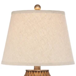 360 Lighting Buckhead Modern Accent Table Lamp 22" High Warm Bronze Brown Geometric Fabric Drum Shade For Bedroom Living Room Bedside Nightstand -Outlet 360 Lighting Store GUEST 245f26d7 6071 4277 83ae 46a453ab4903