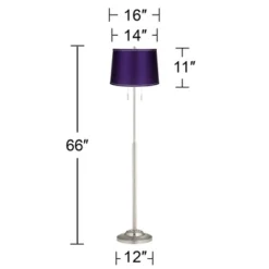 360 Lighting Abba Modern Floor Lamp Standing 66" Tall Brushed Nickel Silver Metal Satin Purple Drum Shade For Living Room Bedroom Office House Home -Outlet 360 Lighting Store GUEST 24888fb5 d828 4c2a 8e1a 5009ac917cc1