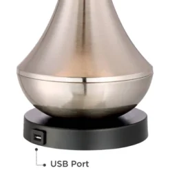 360 Lighting Simon Modern Table Lamps 25 1/2" High Set Of 2 Brushed Nickel With USB Charging Port White Fabric Drum Shade For Bedroom Living Room Desk -Outlet 360 Lighting Store GUEST 24adc801 a4c7 4967 a0eb da46831554a1