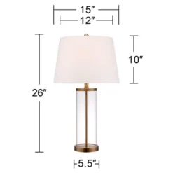 360 Lighting 26" High Cylinder Country Cottage Table Lamps Set Of 2 Fillable Clear Gold Finish Glass Metal White Shade Living Room Bedroom Bedside -Outlet 360 Lighting Store GUEST 24e071a0 26bb 43c1 9469 322a5eb67b27