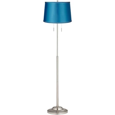 360 Lighting Abba Modern Floor Lamp Standing 66" Tall Brushed Nickel Turquoise Satin Tapered Drum Shade For Living Room Bedroom Office House Home 1 360 Lighting Abba Modern Floor Lamp Standing 66" Tall Brushed Nickel Turquoise Satin Tapered Drum Shade For Living Room Bedroom Office House Home