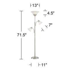 360 Lighting Jordan Modern Torchiere Floor Lamp With Side Lights 71 1/2" Tall Brushed Nickel Alabaster Glass Shade For Living Room Reading Bedroom -Outlet 360 Lighting Store GUEST 29892fcc 25b5 4010 83fe 314998e1037f