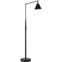 360 Lighting Wray Mid Century Modern Pharmacy Floor Lamp 61" Tall Flat Black Warm Brass Adjustable Swivel Head For Living Room Reading Bedroom Home -Outlet 360 Lighting Store GUEST 29a3e689 665f 4454 ba8b fa92f769a959