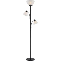 360 Lighting Bingham Modern Torchiere Floor Lamp With Side Lights 71 1/2" Tall Black Metal White Shade For Living Room Reading Bedroom Office House -Outlet 360 Lighting Store GUEST 2b09ab67 c055 4621 8bea 6a6bd8307ce5