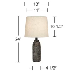 360 Lighting 24" High Mid Century Modern Farmhouse Rustic Table Lamps Set Of 2 Black Finish Oatmeal Shade Living Room Bedroom Bedside Nightstand House -Outlet 360 Lighting Store GUEST 2d3e891d 8f61 4f7b 8896 7d609402f79a