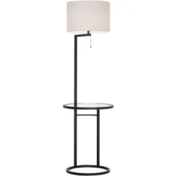 360 Lighting Modern Floor Lamps 62" Tall Set Of 2 With Glass Tray Table Black Metal White Fabric Drum Shades Decor Living Room Reading -Outlet 360 Lighting Store GUEST 2d79fb9a e8ec 48a9 a1d3 0a6584dc56bf