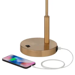 360 Lighting Industrial Modern Desk Lamp With USB And AC Power Outlet 23.5" High Antique Brass Metal For Living Room Bedroom House Bedside -Outlet 360 Lighting Store GUEST 30c588b4 d7eb 4245 8d87 8df06a4fd3d0