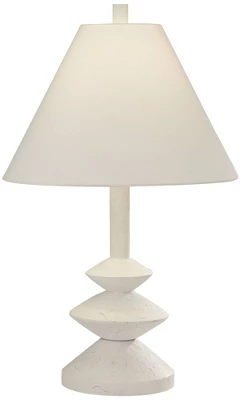 360 Lighting Modern Table Lamps 24 1/2" High Set Of 2 White Sculpture Fabric Cone Shade For Bedroom Living Room House Home Bedside Nightstand Office 7 360 Lighting Modern Table Lamps 24 1/2" High Set Of 2 White Sculpture Fabric Cone Shade For Bedroom Living Room House Home Bedside Nightstand Office - Image 7