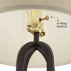 360 Lighting Marcel Modern Table Lamps Set Of 2 With Square Risers 24 1/4" High LED Nightlight USB Charging Port Black Natural Shade For Bedroom Desk -Outlet 360 Lighting Store GUEST 35851e51 5193 415d 90d2 e8d343708ea5