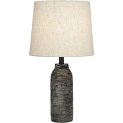 360 Lighting 24" High Mid Century Modern Farmhouse Rustic Table Lamps Set Of 2 Black Finish Oatmeal Shade Living Room Bedroom Bedside Nightstand House -Outlet 360 Lighting Store GUEST 36e6b782 2ff4 4c2f 9cff 18b1723b3ed7