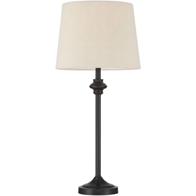 360 Lighting Lynn Modern Industrial Buffet Table Lamps 26" High Set Of 2 Dark Bronze Metal Oatmeal Drum Shade For Bedroom Living Room Bedside Office 7 360 Lighting Lynn Modern Industrial Buffet Table Lamps 26" High Set Of 2 Dark Bronze Metal Oatmeal Drum Shade For Bedroom Living Room Bedside Office - Image 7