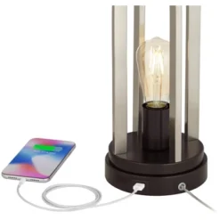 360 Lighting Marcel Modern Table Lamps Set Of 2 24 1/4" High Brushed Nickel With LED Nightlight USB Charging Port White Shade For Bedroom House Desk -Outlet 360 Lighting Store GUEST 37bc3ef0 1d75 4a83 a763 08ab1a37c940