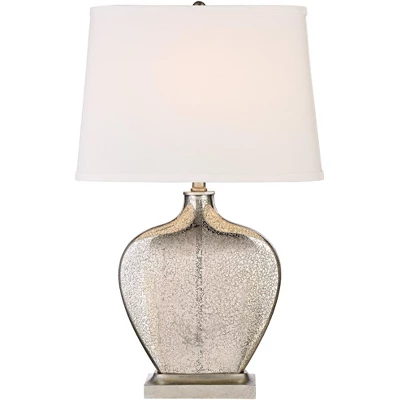 360 Lighting Axel Modern Table Lamps 25" High Set Of 2 Mercury Glass With Dimmers White Fabric Drum Shade For Bedroom Living Room Bedside Nightstand 6 360 Lighting Axel Modern Table Lamps 25" High Set Of 2 Mercury Glass With Dimmers White Fabric Drum Shade For Bedroom Living Room Bedside Nightstand - Image 6