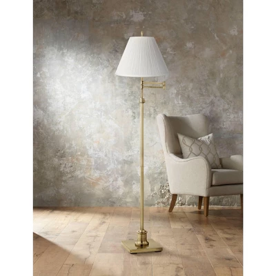 360 Lighting Chic Swing Arm Floor Lamp 70" Tall Antique Brass White Mushroom Pleated Empire Shade For Living Room Reading Bedroom Office 1 360 Lighting Chic Swing Arm Floor Lamp 70" Tall Antique Brass White Mushroom Pleated Empire Shade For Living Room Reading Bedroom Office