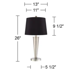 360 Lighting Geoff Modern Table Lamps 26" High Set Of 2 Brushed Nickel With USB Charging Port Black Faux Silk Drum Shade For Bedroom Living Room Desk -Outlet 360 Lighting Store GUEST 3dcbe9fd 7a99 4a83 b163 e8fc44d8a077