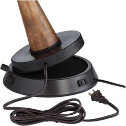 360 Lighting Modern Table Lamp With Dimmable USB And Outlet Workstation Base 24.5" High Bronze Tan Fabric Cylinder For Living Room Desk Bedroom -Outlet 360 Lighting Store GUEST 41c5ffa2 ce2c 4bcb 91c4 6647179648af 1