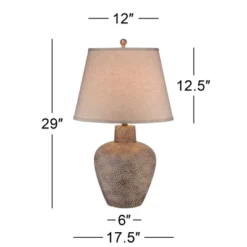 360 Lighting Bentley Rustic Farmhouse Table Lamp 29" Tall Brown Leaf Textured Hammered Pot Off White Empire Shade For Bedroom Living Room House Home -Outlet 360 Lighting Store GUEST 44ee5b2d fa65 497d 845f af451a670f7f