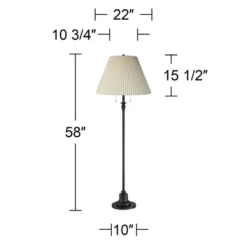 360 Lighting Spenser Retro Art Deco 58" Tall Floor Lamp Oiled Bronze Brown Beige Fabric Pleated Empire Shade For Living Room Bedroom House -Outlet 360 Lighting Store GUEST 45074a01 0be9 4fb6 83c3 f40042529b38