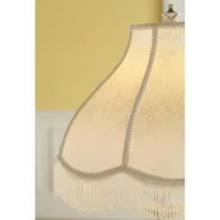 360 Lighting Vintage Shabby Chic Floor Lamp 60" Tall Antique White Cream Scallop Fabric Dome Shade Fringe For Living Room Reading Bedroom -Outlet 360 Lighting Store GUEST 4536a807 45bc 42b7 adde 833adcfcccb4