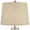 360 Lighting Geoff Modern Table Lamps 26" High Set Of 2 Brushed Nickel With USB Charging Port Cream Burlap Drum Shade For Bedroom Living Room Desk
