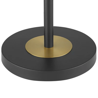 360 Lighting Rayna Mid Century Modern Downbridge Floor Lamp 61 1/2" Tall Black Gold Metal Off White Linen Drum Shade For Living Room Reading Bedroom 3 360 Lighting Rayna Mid Century Modern Downbridge Floor Lamp 61 1/2" Tall Black Gold Metal Off White Linen Drum Shade For Living Room Reading Bedroom - Image 3