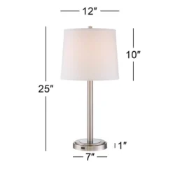 360 Lighting Camile Modern Table Lamps 25" High Set Of 2 Brushed Nickel With USB Charging Port Off White Drum Shade For Living Room Office House Desk -Outlet 360 Lighting Store GUEST 4834b278 013c 4614 b210 0838bf7afeb4 1