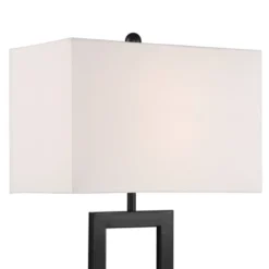 360 Lighting Modern Table Lamp With USB And AC Power Outlet 30" Tall Black Metal White Rectangle Shade For Living Room Bedroom House -Outlet 360 Lighting Store GUEST 4ac5263b de64 4d37 8a48 d83100e65f03