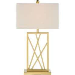 360 Lighting Claudia 26 1/2" Tall Square Modern Glam Luxe Table Lamp Gold Finish Metal Single White Shade Living Room Bedroom Bedside Nightstand House -Outlet 360 Lighting Store GUEST 4dac601d 0638 434c 856d dab4ab9e3b0c