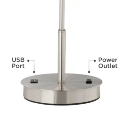 360 Lighting Nikola Modern Accent Table Lamps 23 3/4" High Set Of 2 Silver With USB And AC Power Outlet In Base White Drum Shade For Bedroom Home Desk -Outlet 360 Lighting Store GUEST 50797682 793f 49bf a033 7b91b524b77b