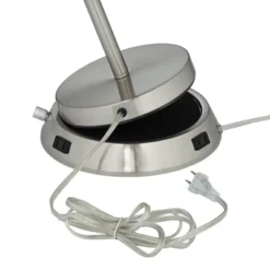 360 Lighting Reiner Modern Accent Table Lamp 23" High Blue Green Glass Nickel With USB And AC Power Outlet In Base Off White Drum Shade For Home Desk -Outlet 360 Lighting Store GUEST 523434d5 7226 40c4 a87c e684a313717b 1